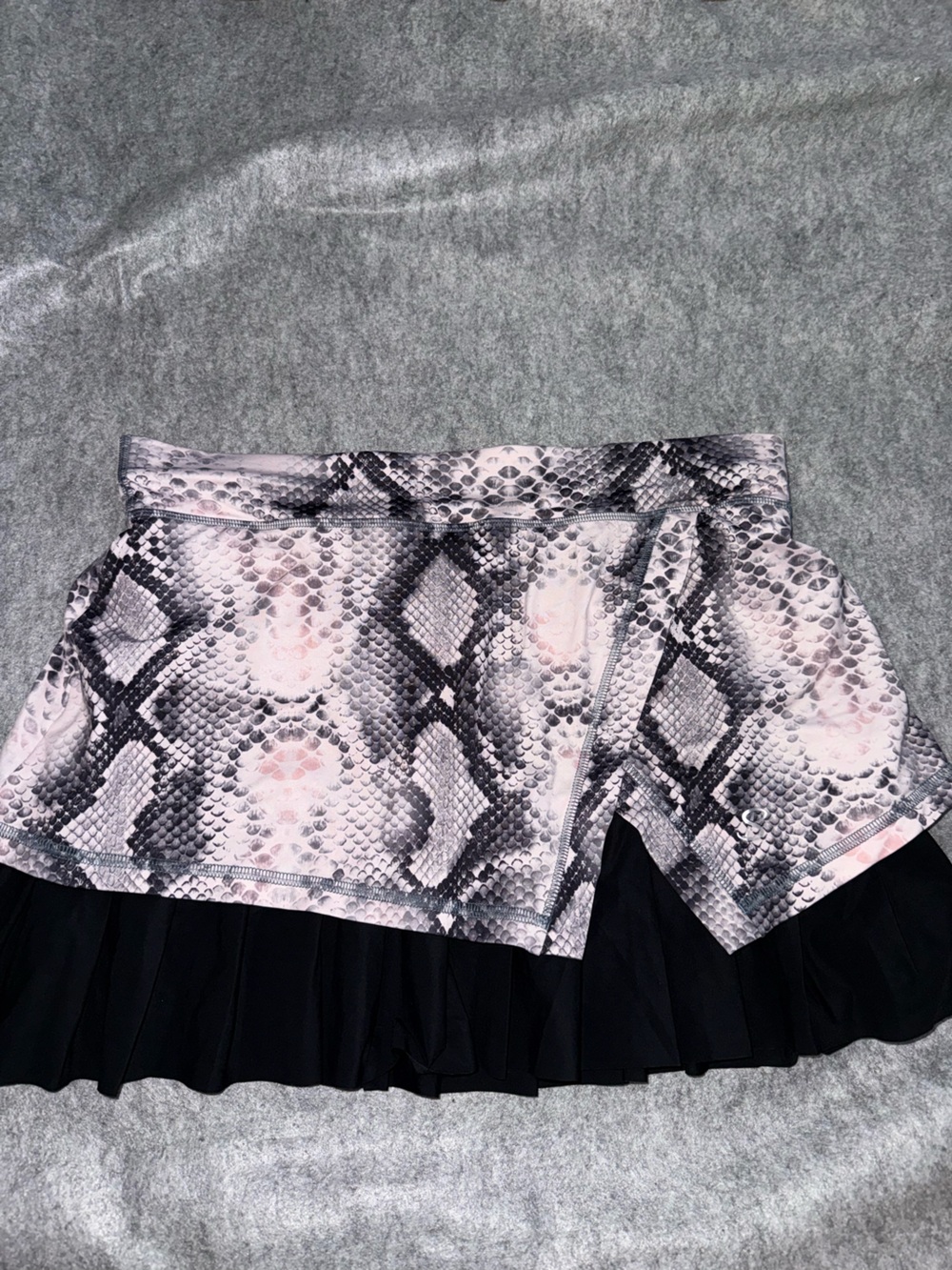Sofibella Python-Print Mini Skort with Black Pleated Hem